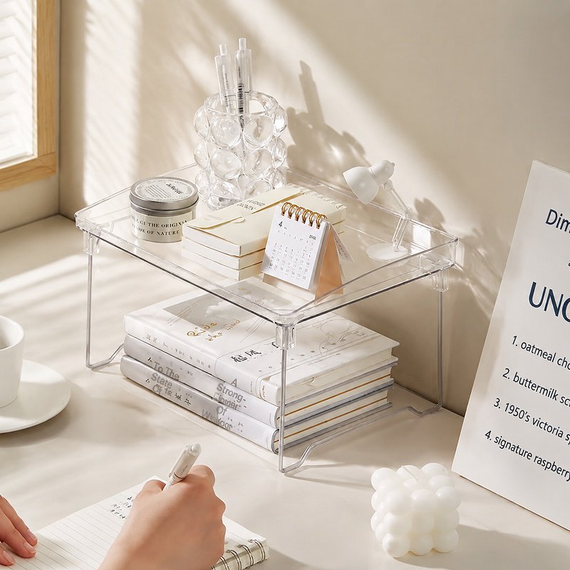 Support de rangement en acrylique pour tasses, étagère de bureau pliable à plusieurs niveaux