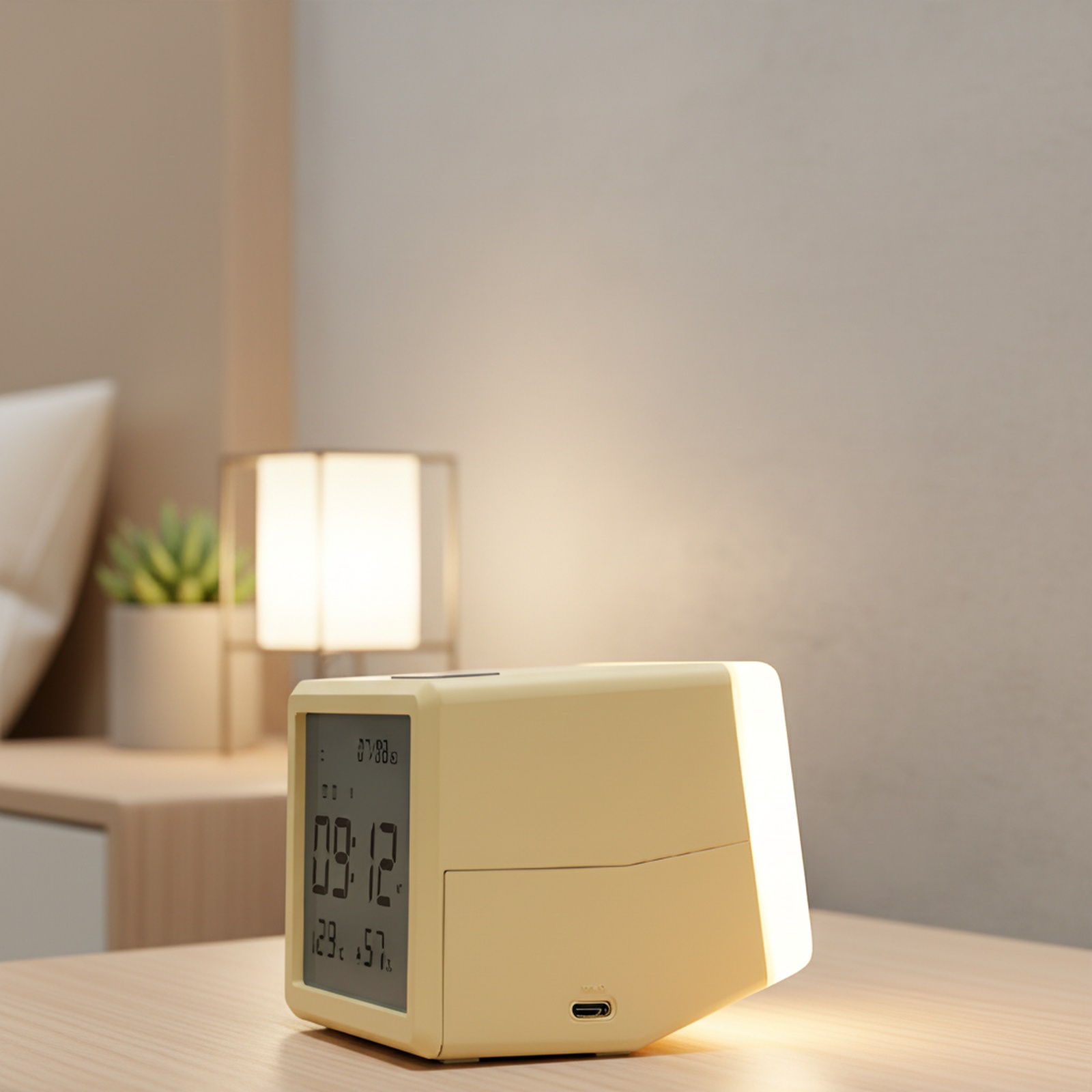 Multifunction seesaw alarm clock night light with temperature and humidity display, dual alarms