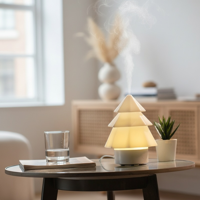 Mini Christmas Tree Humidifier on Desk