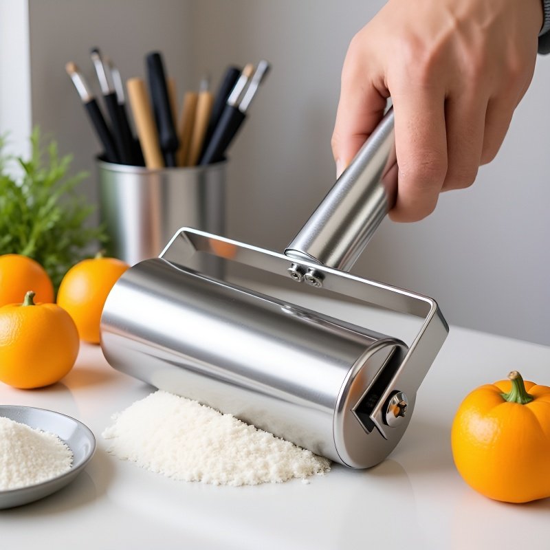 Un rodillo mágico, fabricado en acero inoxidable, perfecto para hornear y la cocina.