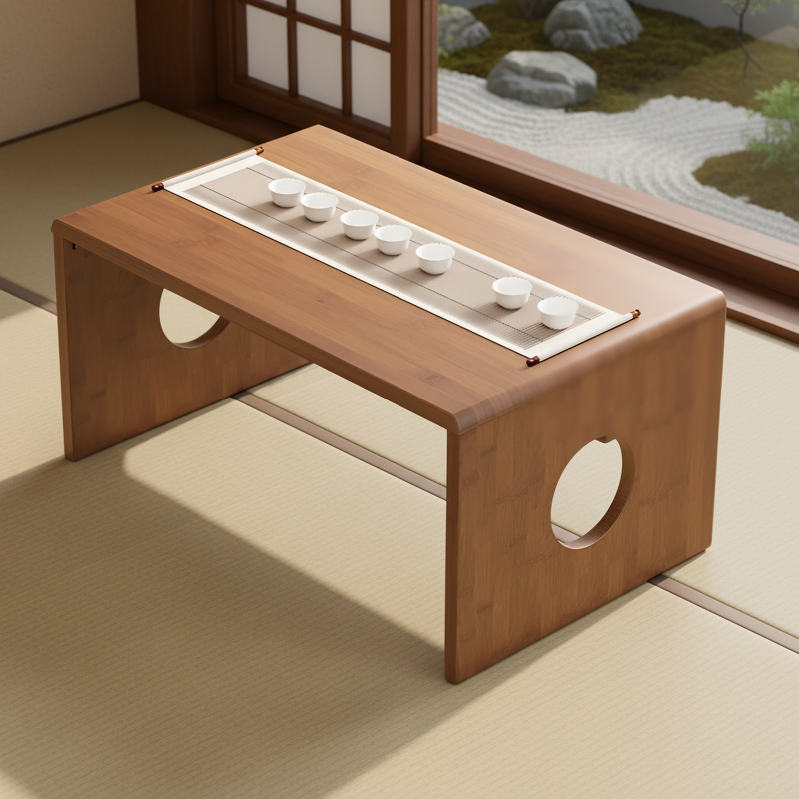 Platzsparender Tatami Tisch zusammengeklappt