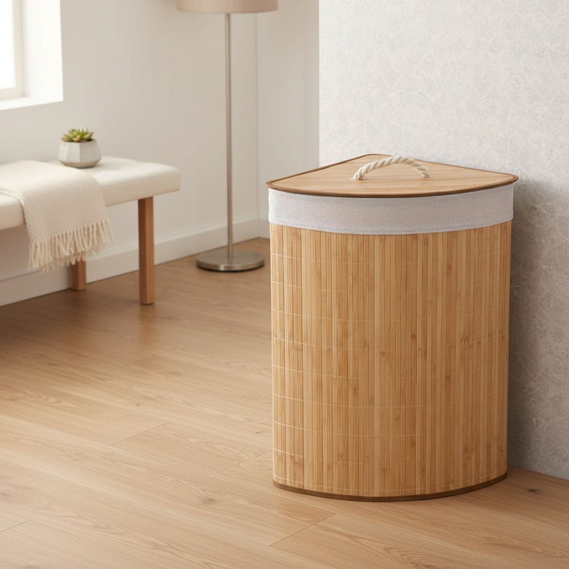Foldable Dustproof Bamboo Laundry Hamper