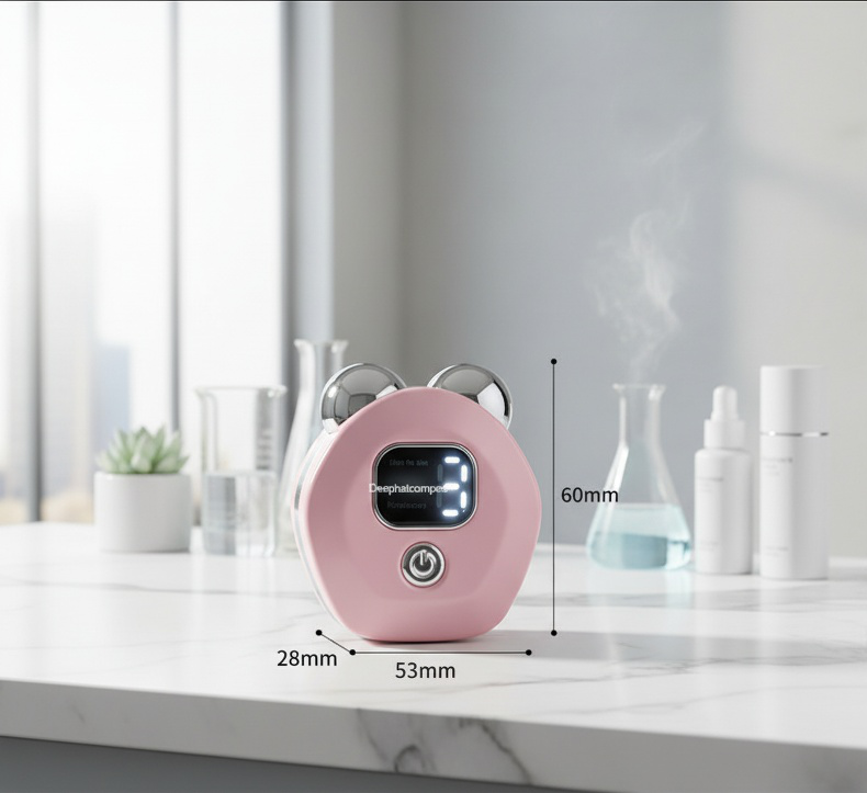 Portable Heated Vibration Beauty Device, Rechargeable EMS Microcurrent Dual Roller Massager