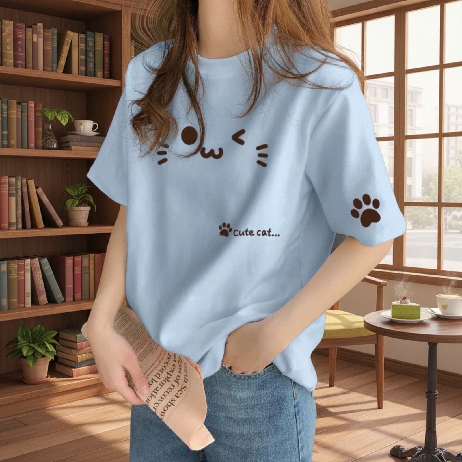 スタイリッシュなベージュインナーTシャツ着用イメージ