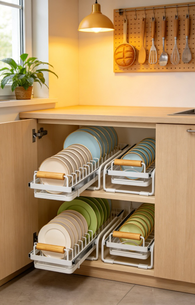 Cesta de almacenamiento para platos y cuencos