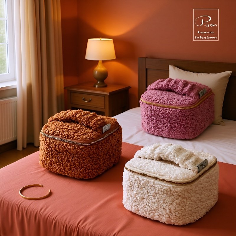 Pudełko na biżuterię z miękkiego baranka – wielofunkcyjna kosmetyczka z pluszu