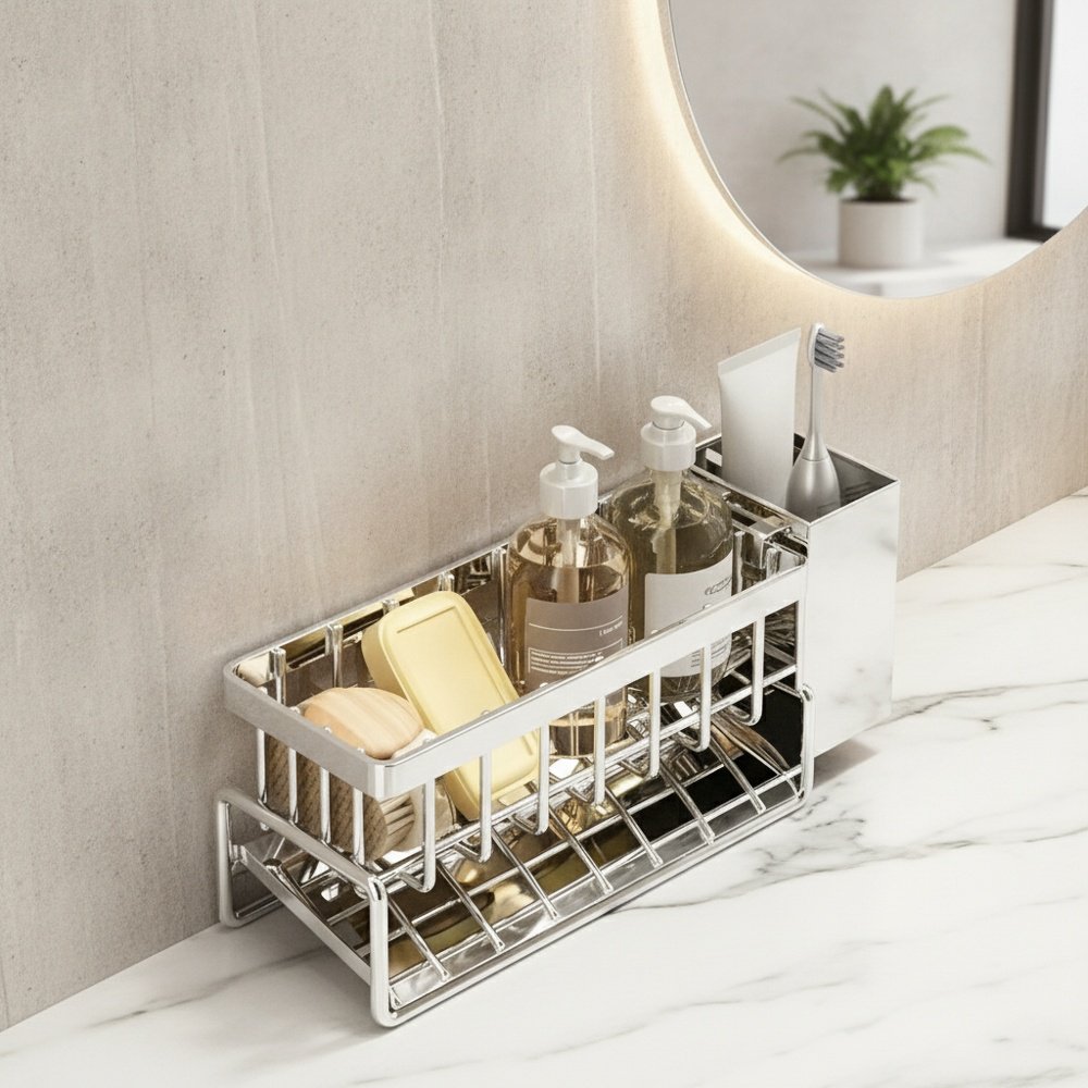 Kitchen drain rack sink rack faucet pool sponge rag basket detergent dishwashing countertop storage 