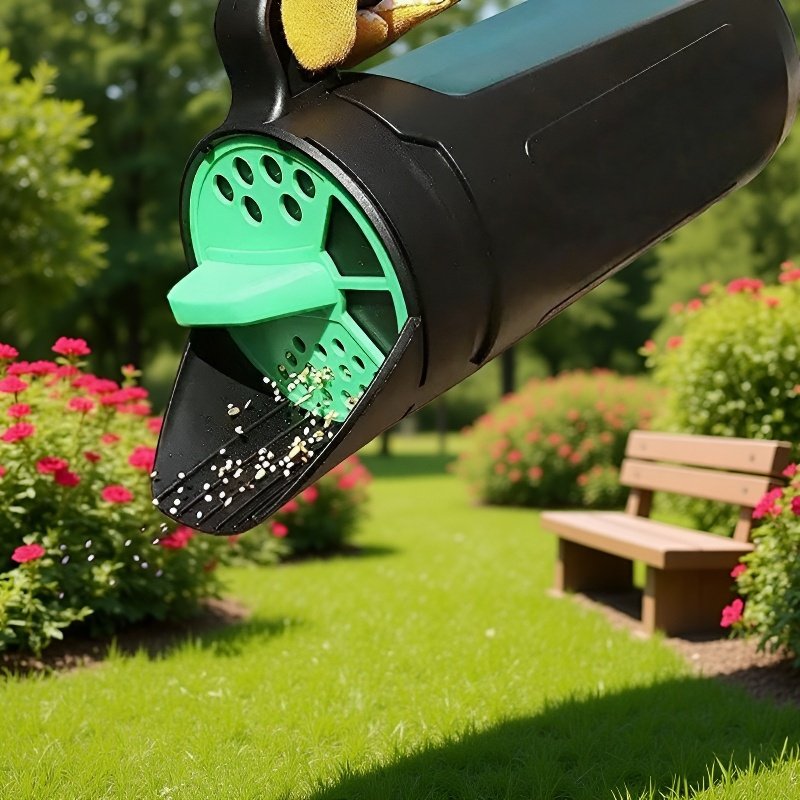 Gartenrasen-Gemüsesamen-Sämaschine in der Anwendung