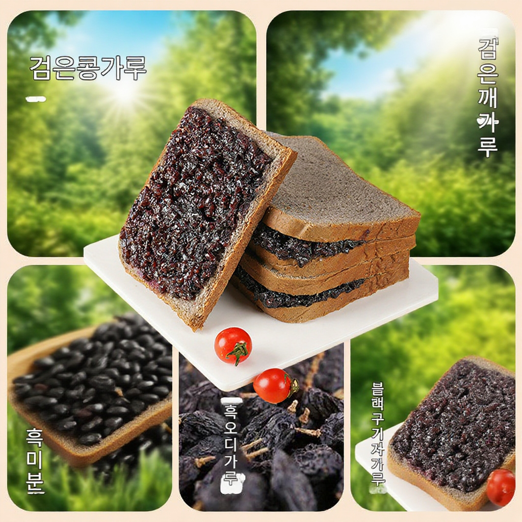 오곡 흑미와 흑밀로 만든 영양 아침 빵