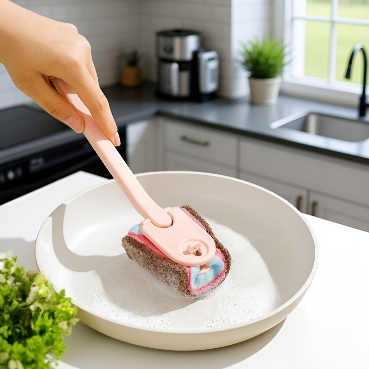 Cepillo de limpieza de cocina con mango largo Cepillo para ollas Cepillo quitamanchas para platos