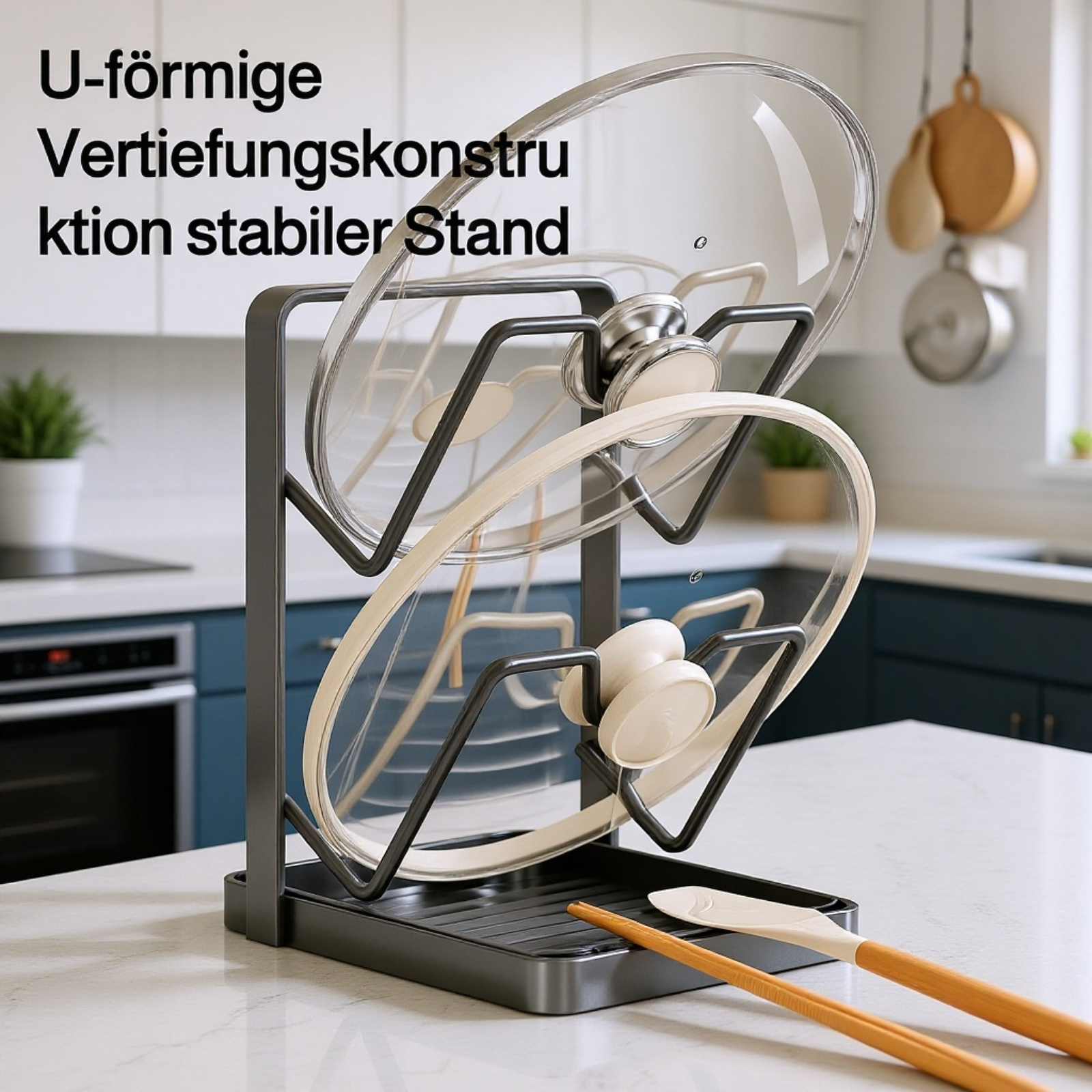 Edelstahl Topfdeckelhalter für die Küche, ohne Bohren