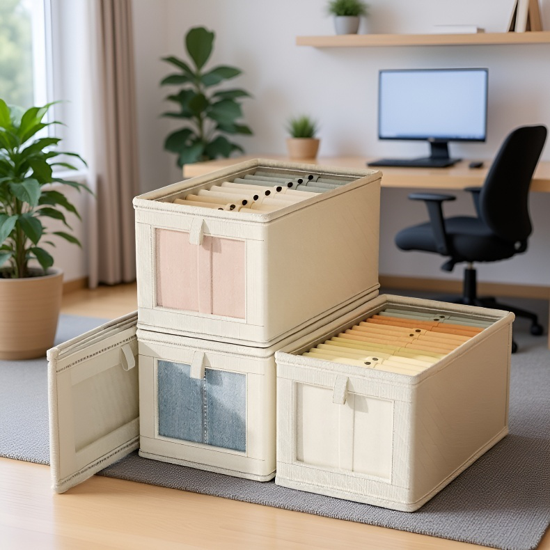 가정용 라지 수납함 접이식 분리 수납 정리함 뚜껑 달린 방진 의류 수납함 옥스포드 베란다 수납함