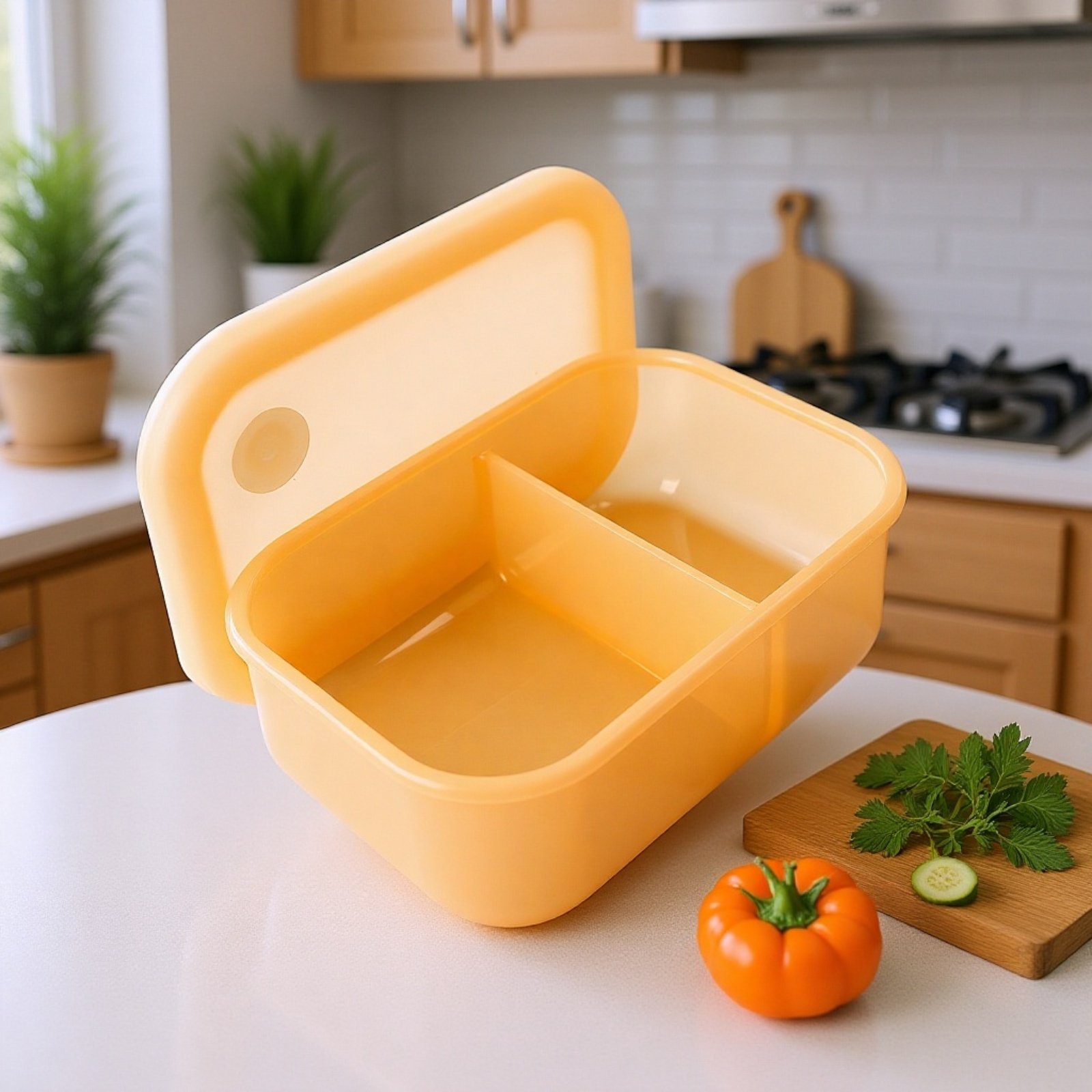 Silikon-Lunchbox mit mehreren Fächern, geeignet für heiße und kalte Speisen