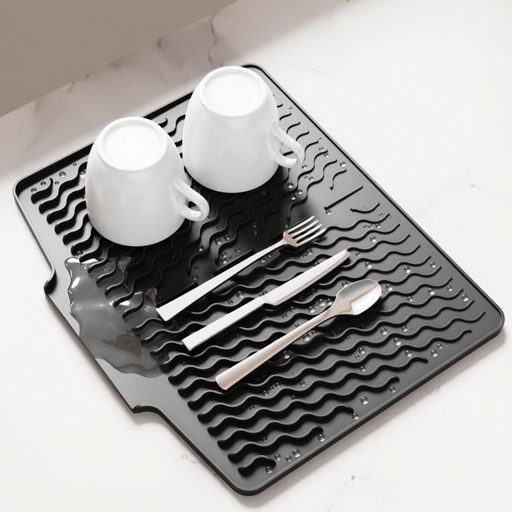 Almohadilla de drenaje de vajilla de silicona, almohadilla de fregadero antideslizante aislada, almo