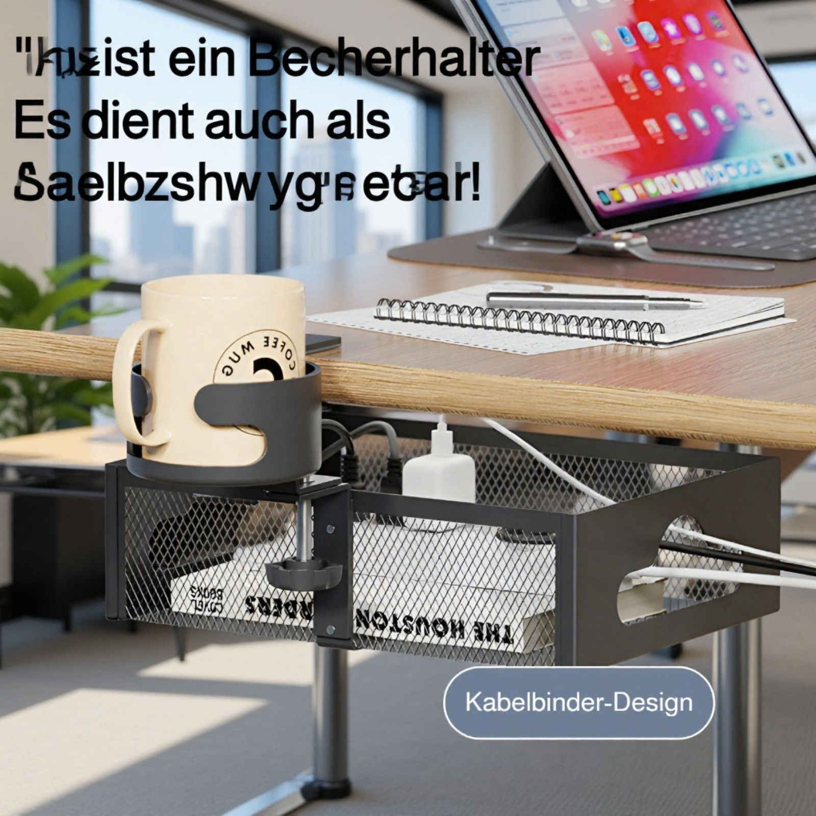 Kabelmanagement-Rack für unter den Schreibtisch, bohrfreier Kabelkorb aus Drahtgeflecht, Halterung f