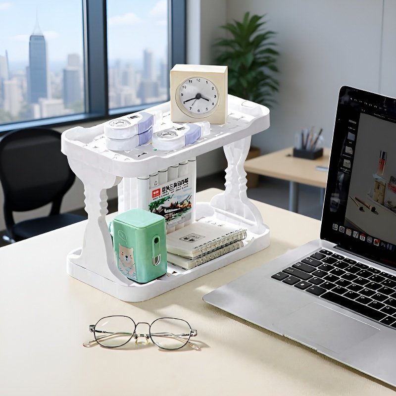 Estante organizador de oficina de alta gama de doble capa, estante de drenaje para baño