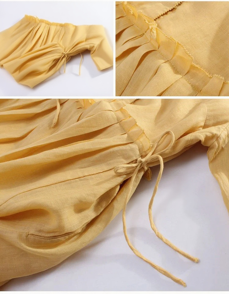 라운드넥 긴팔 원피스 디테일