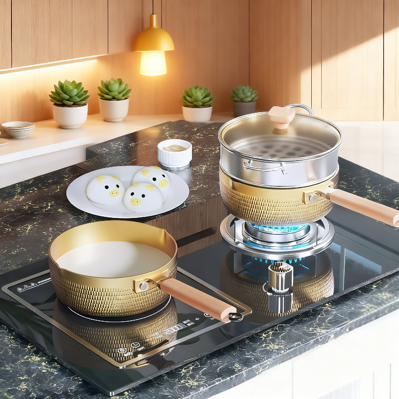 多機能日本雪平鍋 ノンスティック ミルクパン IH・ガス対応