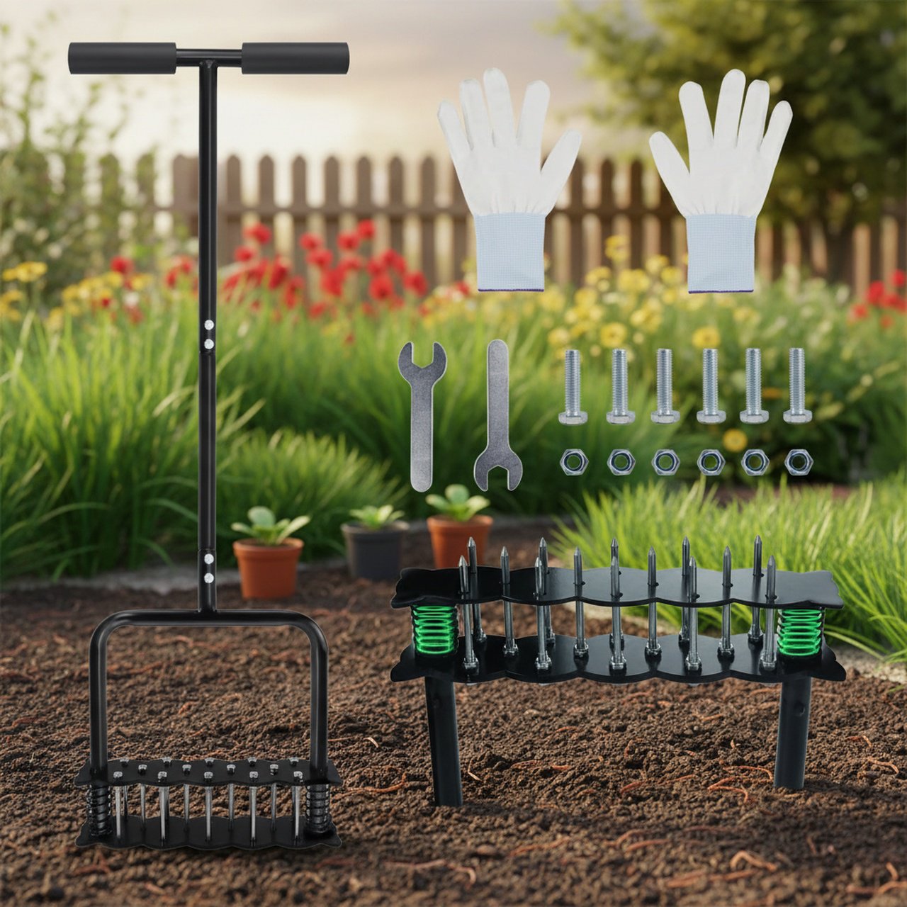 Lawn aerator promoting water absorption