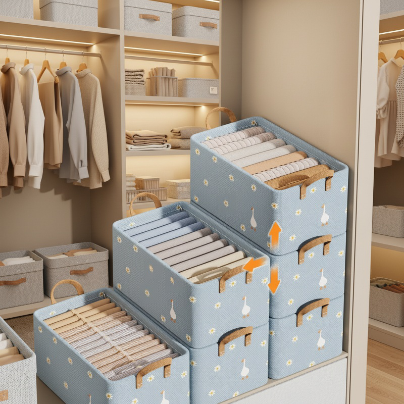 Collapsible storage basket for closet organization