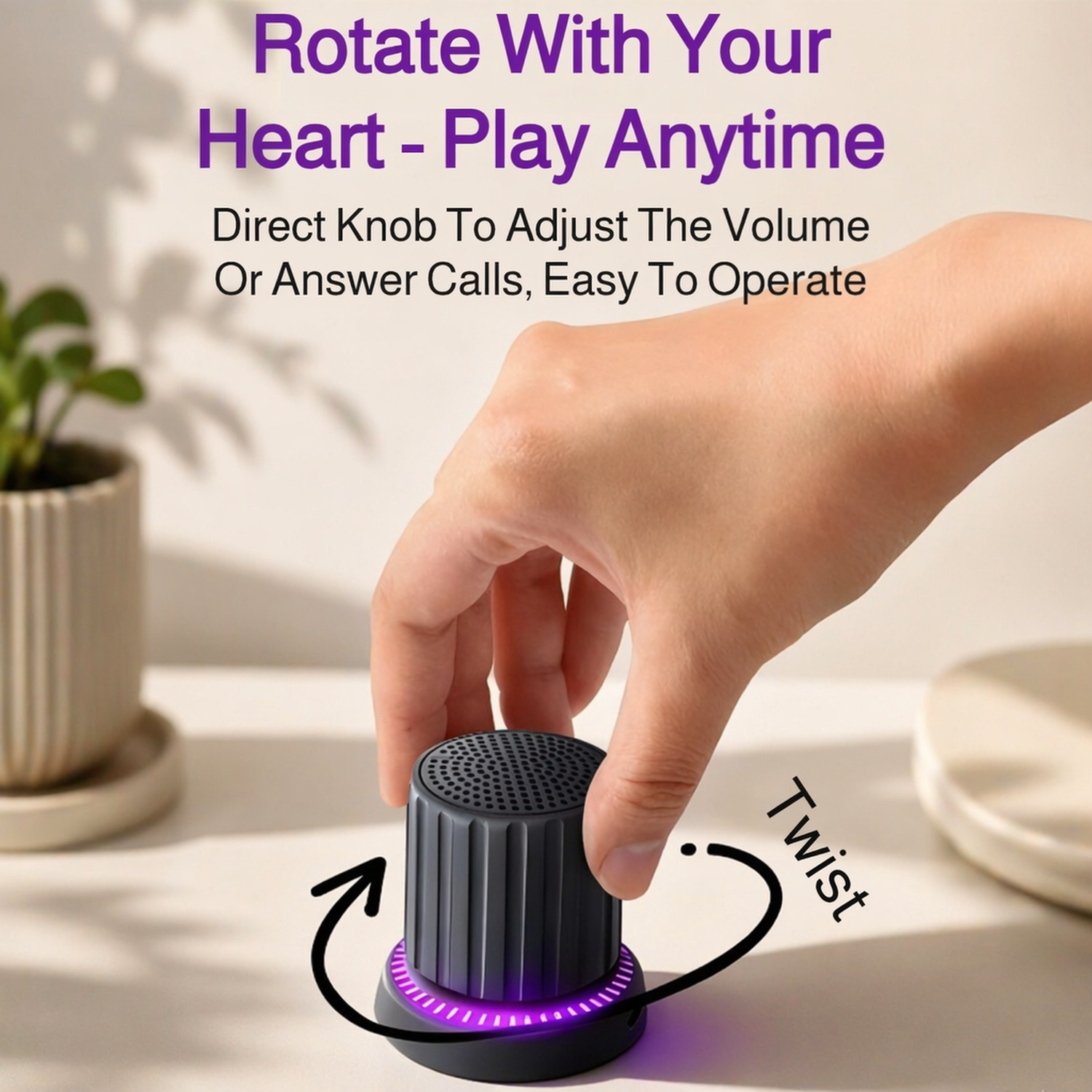 Portable Magnetic Knob Bluetooth Speaker on a desk