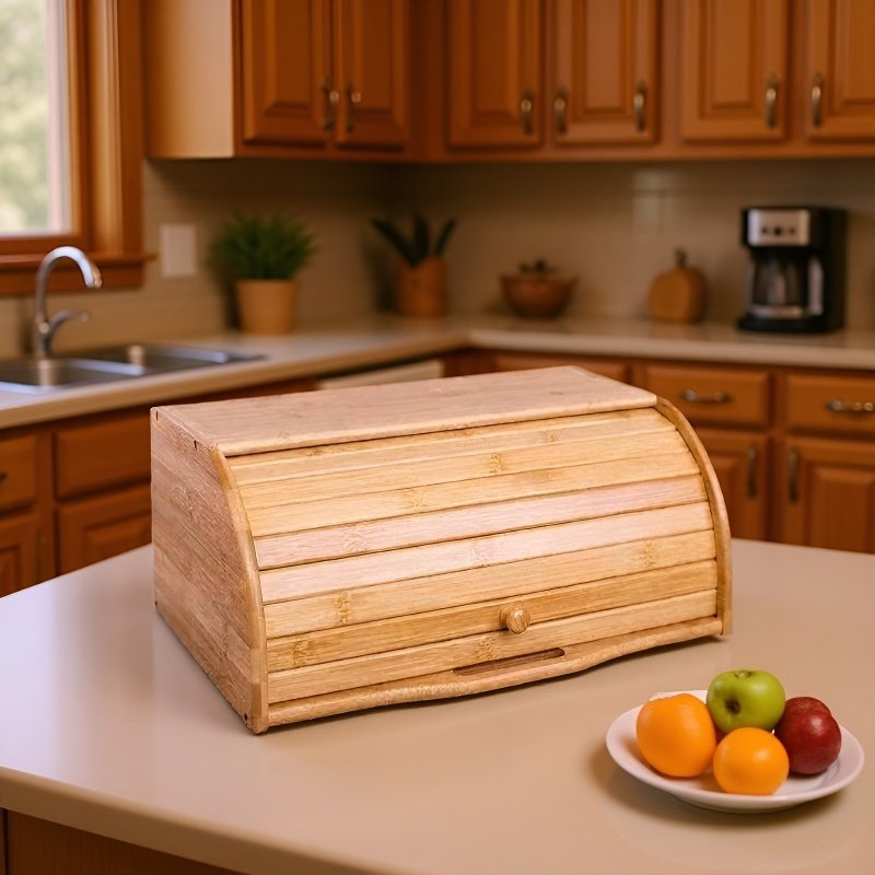 Dřevěný chlebník z bambusu v japonském stylu – domácí vícevrstvá úložná krabice na chleba
