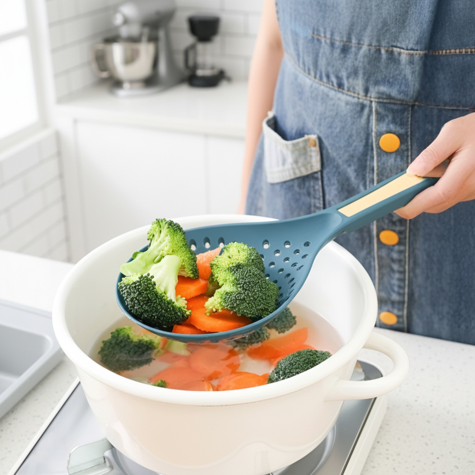 クリップ付き多機能麺すくいの全体画像