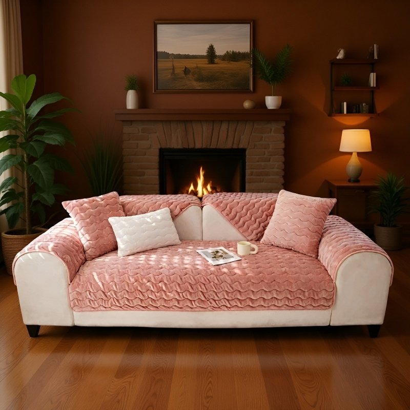 겨울 소파 커버 미끄럼 방지 두꺼운 보풀 대두 섬유 소파 커버 커버