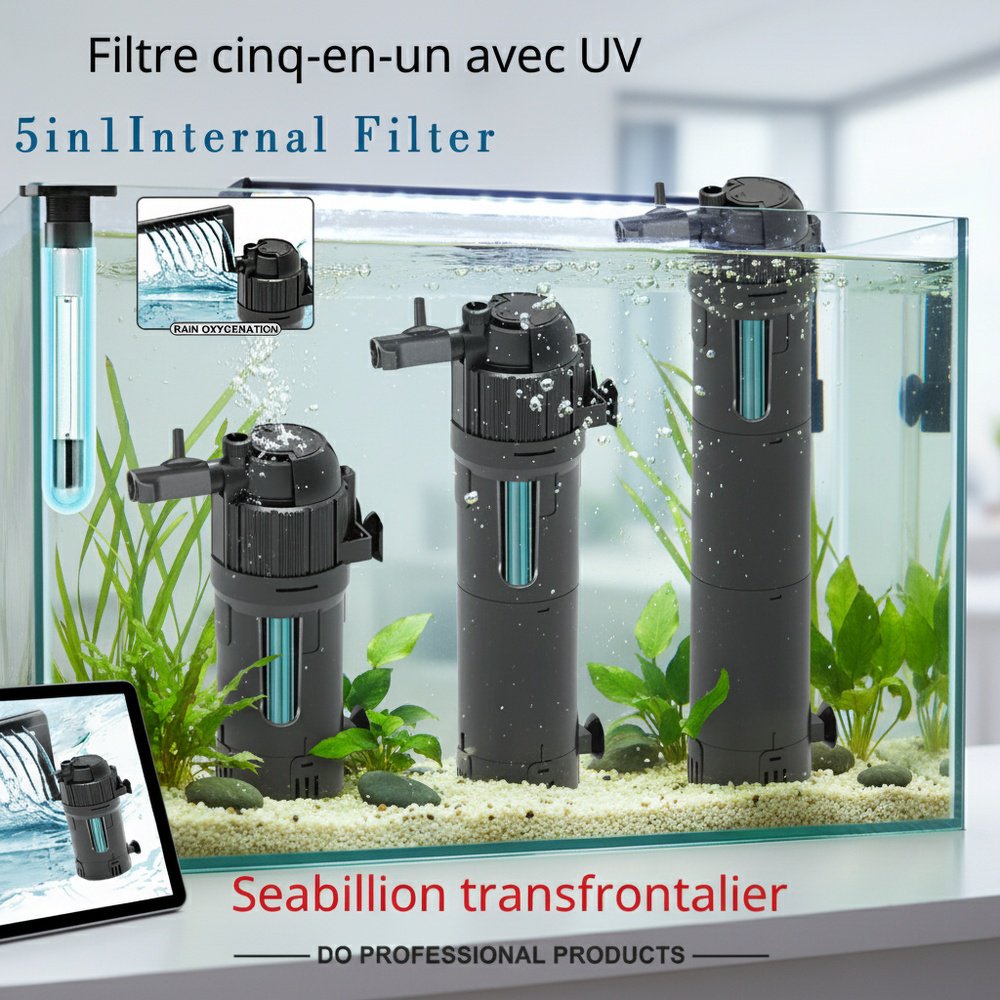 Boîte de filtration pour aquarium avec stérilisation UV, coton filtrant intégré, pompe de filtration
