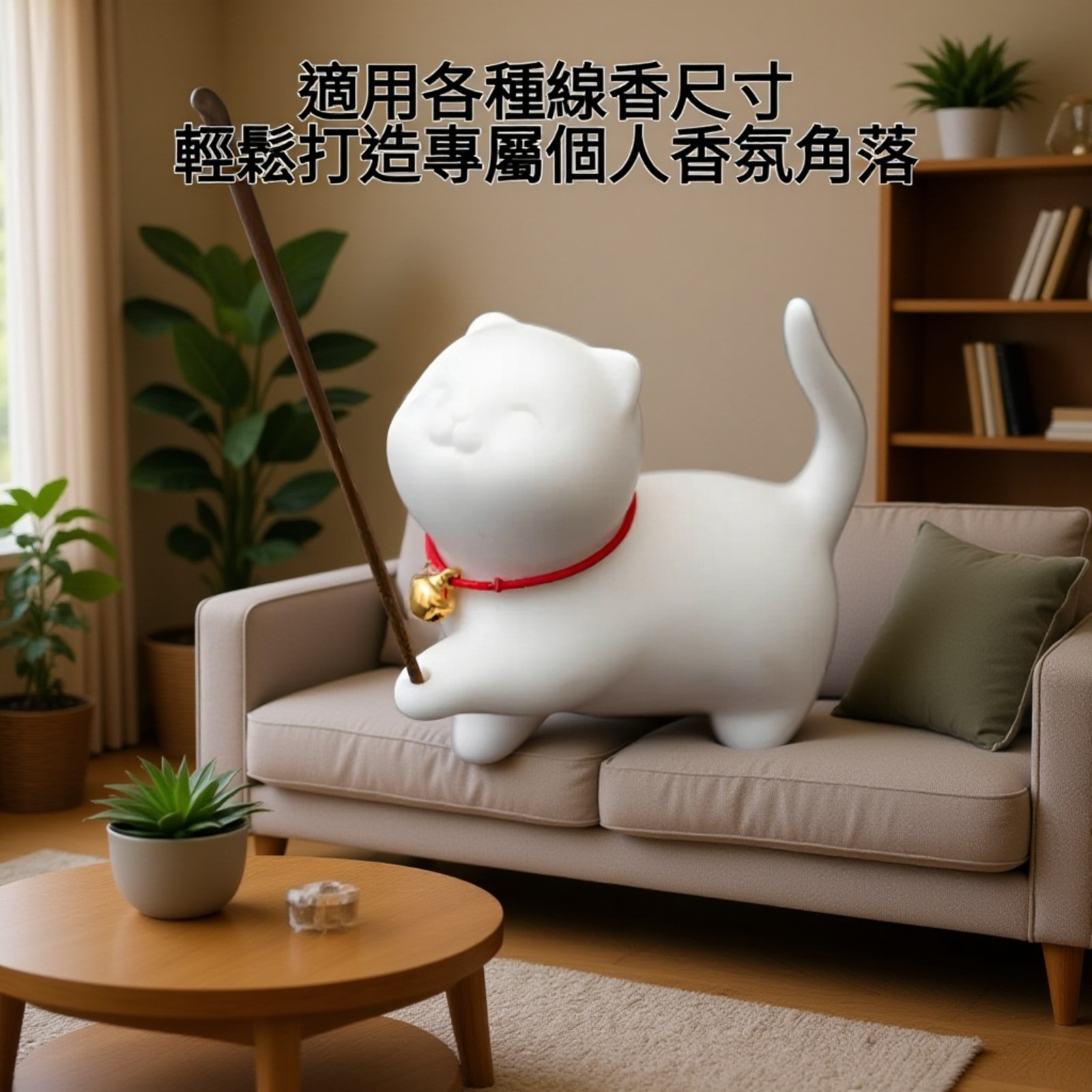 可愛小貓咪造型陶瓷線香爐擺設