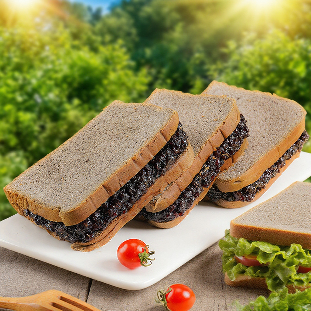 오곡 흑미와 흑밀로 만든 영양 아침 빵