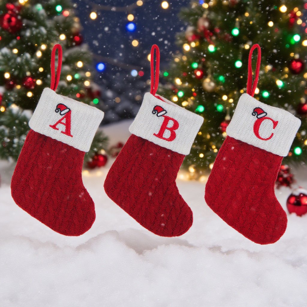 紅色聖誕毛線襪家居佈置效果