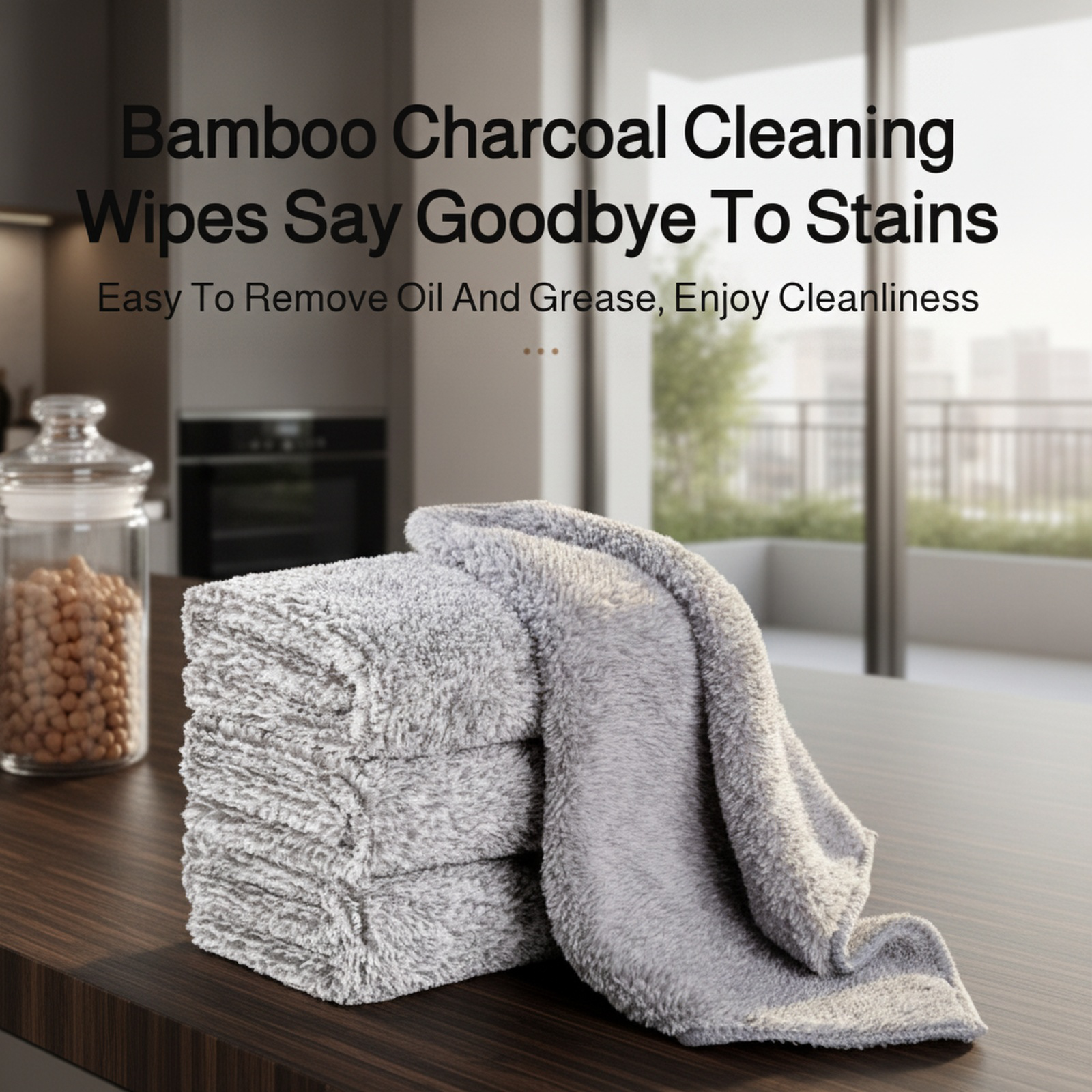 Bamboo fiber kitchen dishcloth for cleaning