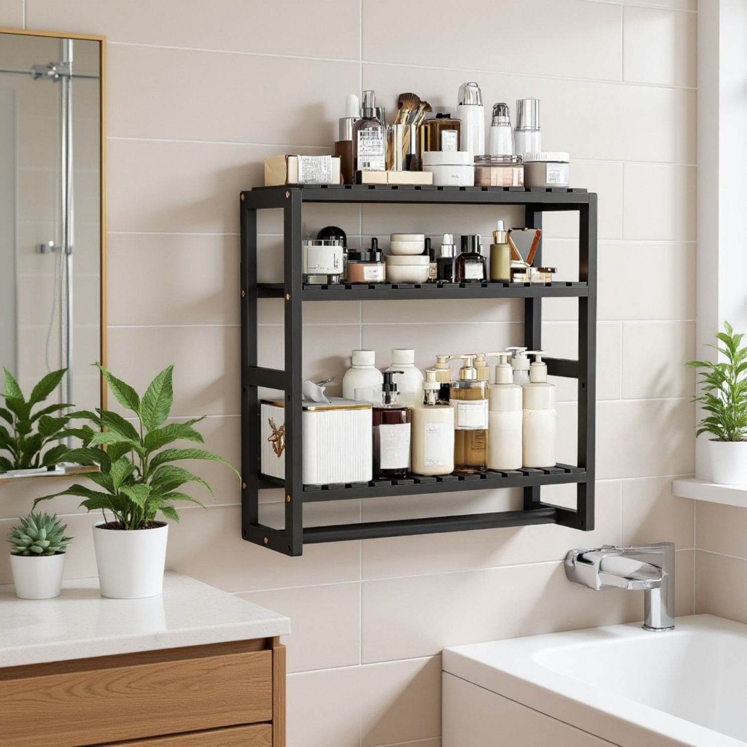 Estantería decorativa para pared en salón moderno