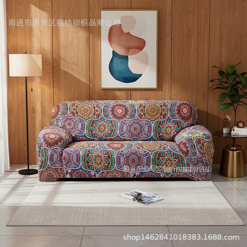 Bohemian Style Stretch Full Cover Sofa Slipcover, Perfect Fit Full Coverage Fabric
