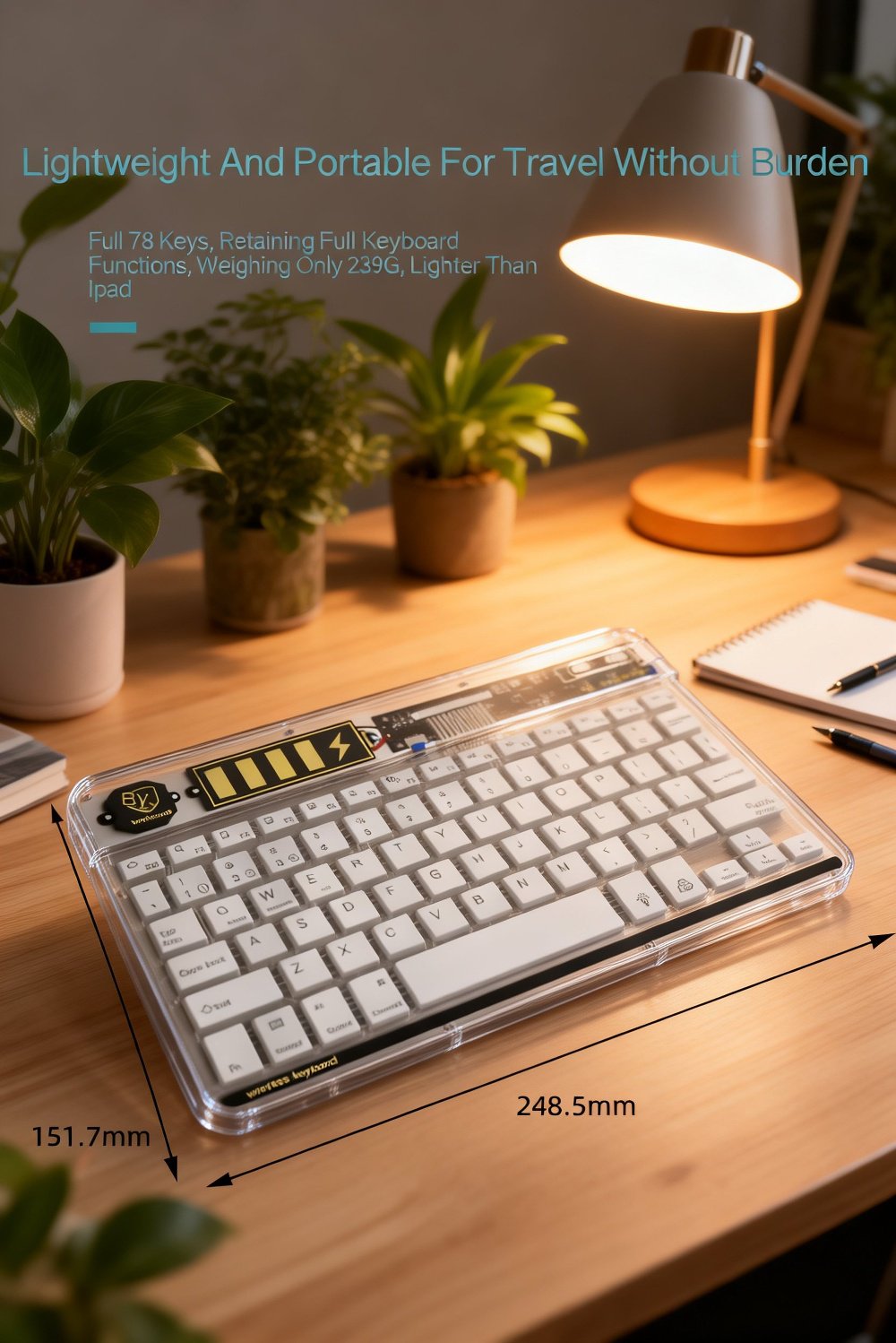 Portable Transparent Ultra-Thin Multi-Mode Seven-Color Backlit Keyboard
