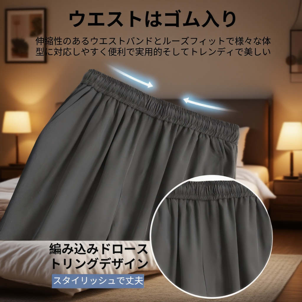 メンズゆったりストレートパンツ ドレープ感スラックス