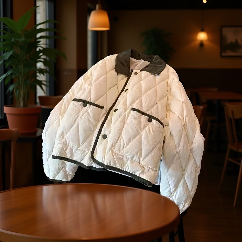 コットン素材の韓国風ジャケットディテール