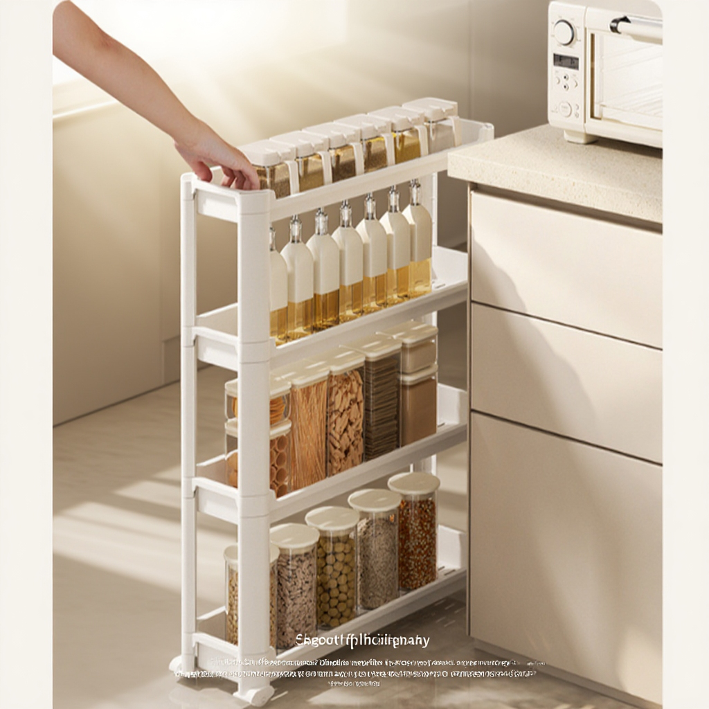 욕실 다층선반 다용도카트 수납선반 다층이동수납선반 거실 틈새수납장