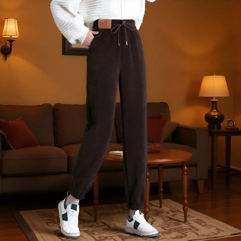 봄 하이웨스트 캐주얼 바지 캐주얼 여성 바지 세트 여성 일자 팬츠 배기 팬츠 코듀로이 팬츠 여성 바지