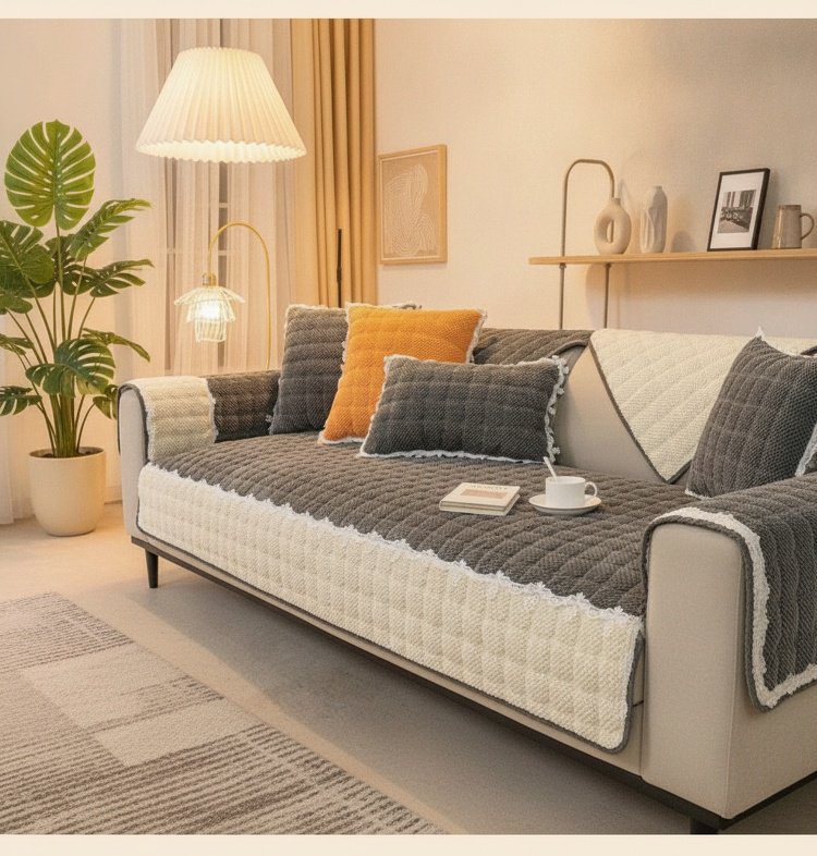 Cord-Sofa-Matte auf modernem Sofa