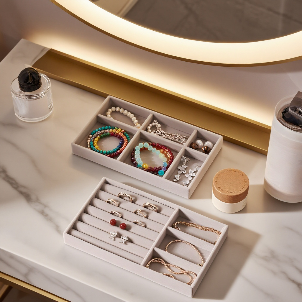 ネックレス収納ラック付きジュエリーボックスセット