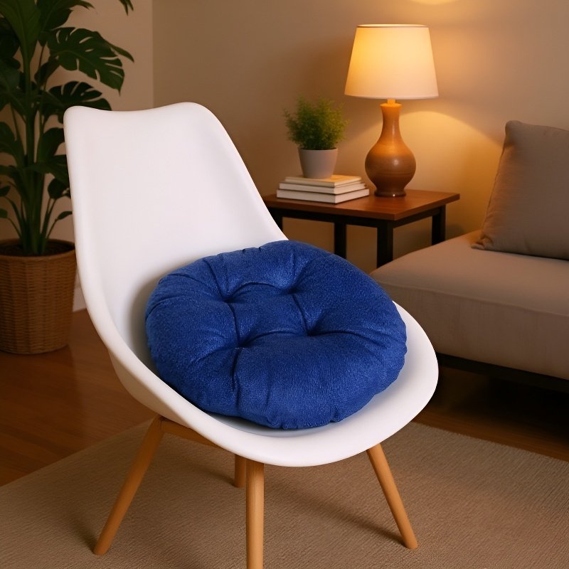 Jednokolorowa poduszka na sofę, okrągła, pogrubiona, do salonu i tatami