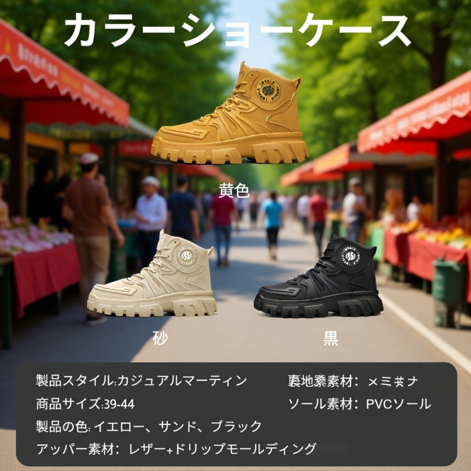 厚底メンズブーツ 秋冬用ハイカットマーチンワークシューズ