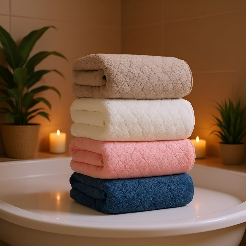 가정용 두꺼운 순면 타월 목욕 세안 머리 흡수 털 빠짐 없는 코랄 타월