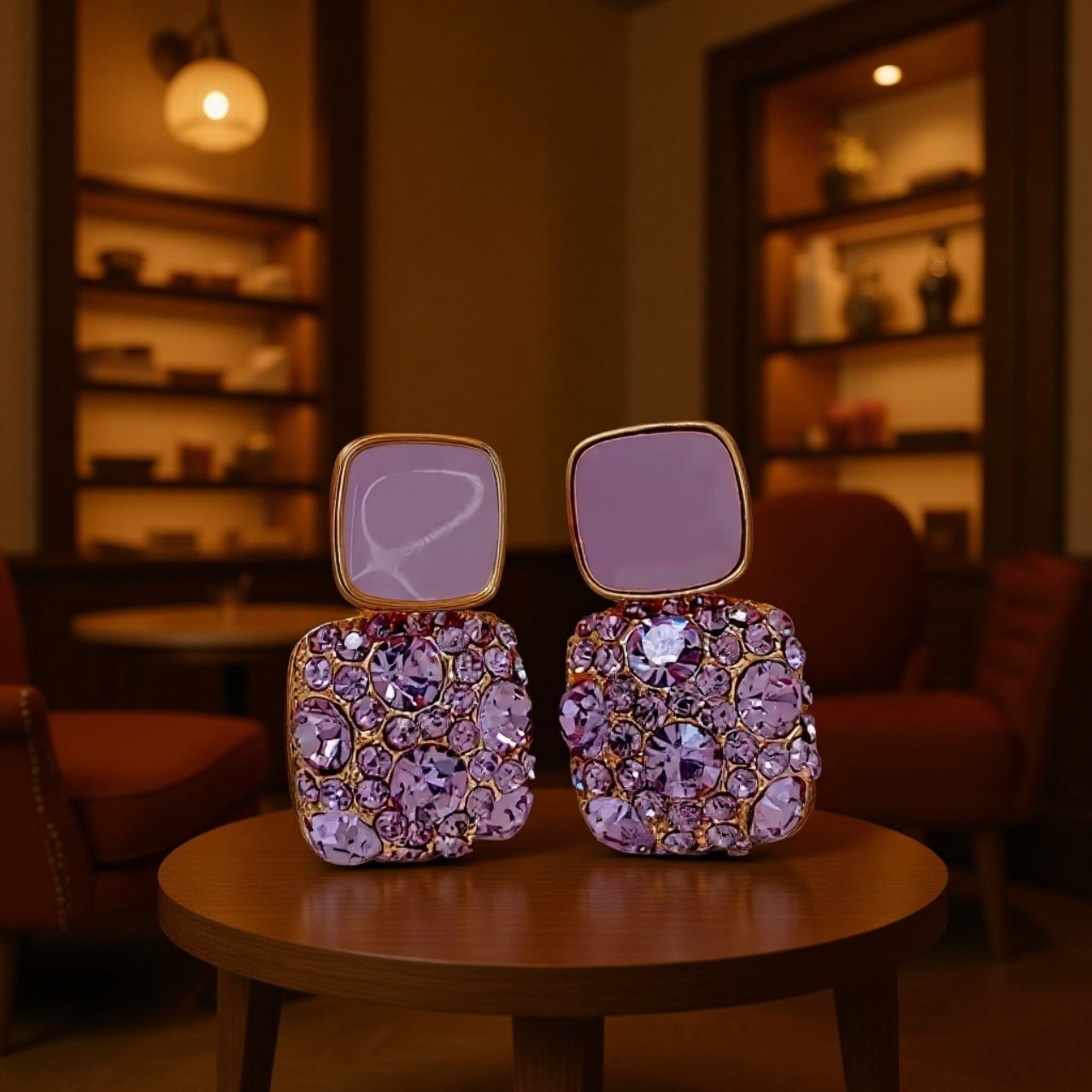 تفاصيل أقراط مربعة عصرية