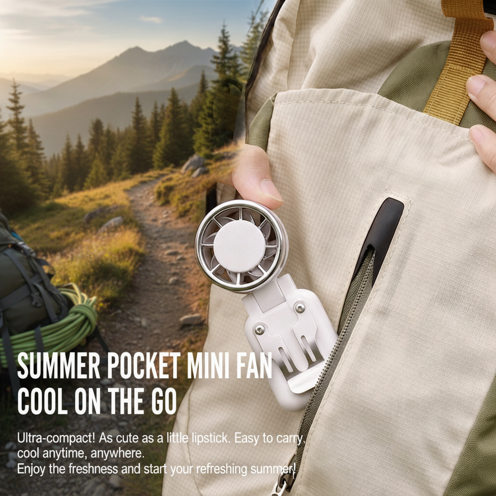 New Mini Hat Fan with Clip-on Brim, High Wind Power, Long Battery Life, USB Rechargeable, Portable O