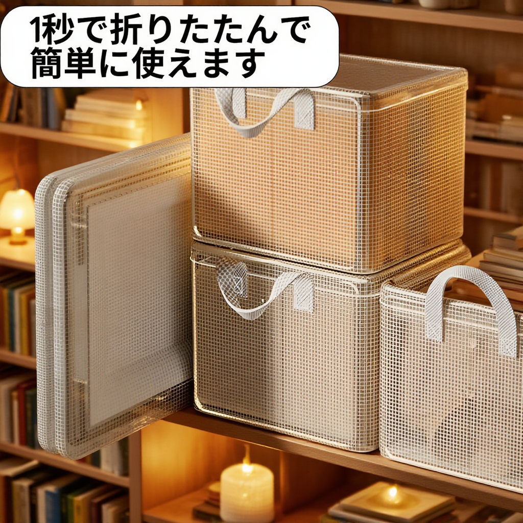 衣類整理に便利な収納ボックスの特徴説明図