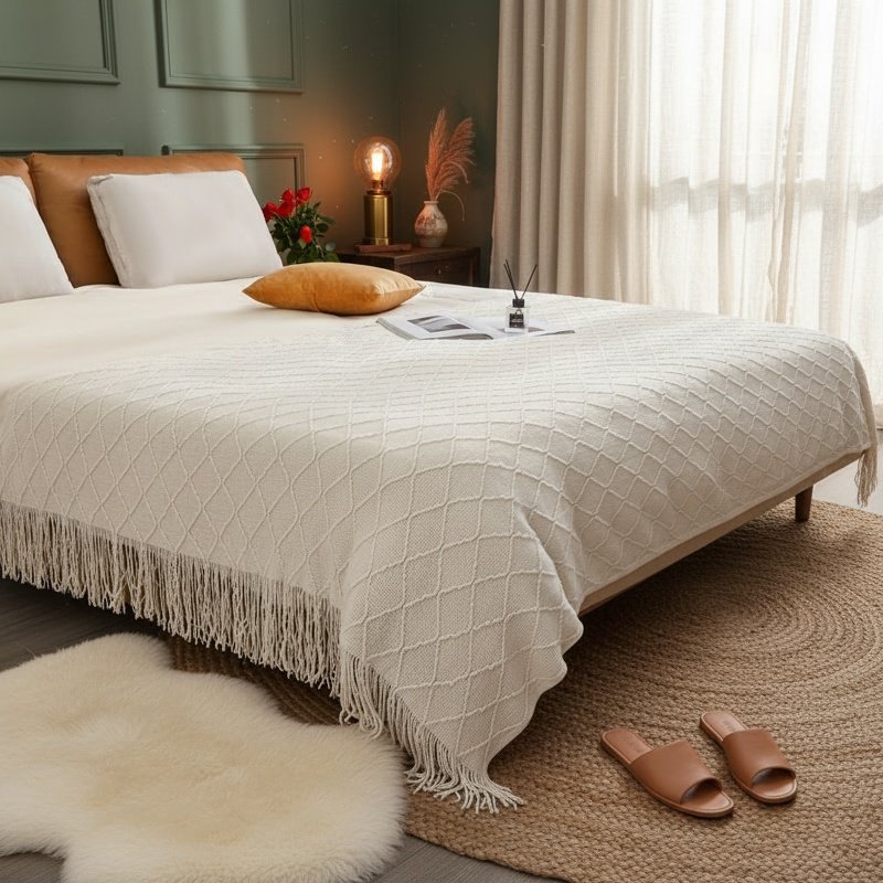 Home office decor featuring woolen leisure blanket