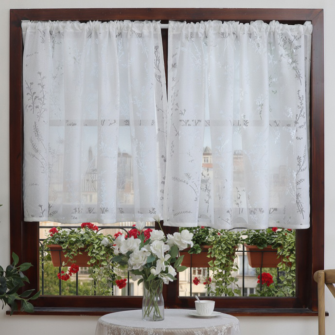 Französische weiße Spitzen-Lavendelvorhänge im Landhausstil für das Wohnzimmer